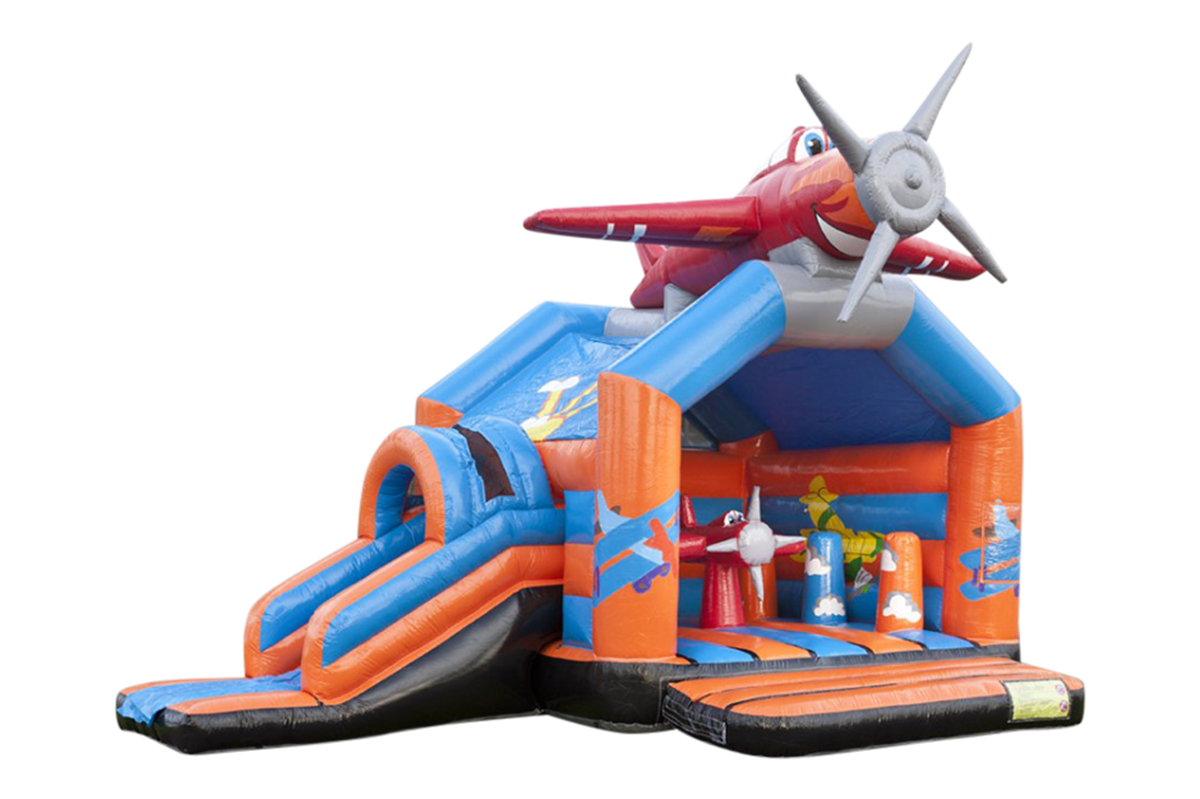 Flyvemaskine med Slide - Kombineret Hoppeborge & Slide - INFLATOM ApS