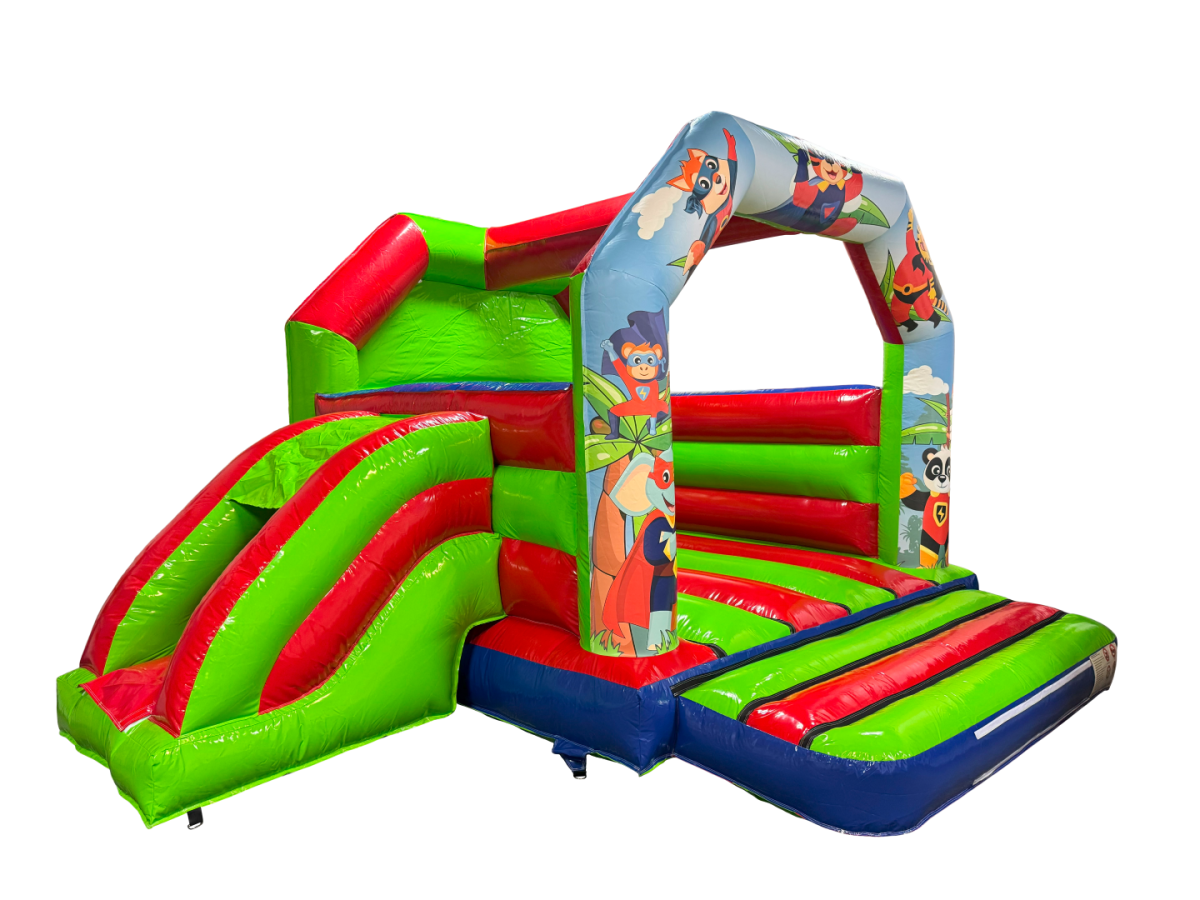 Jungle Helte Combi - Kombineret Hoppeborge & Slide - INFLATOM ApS
