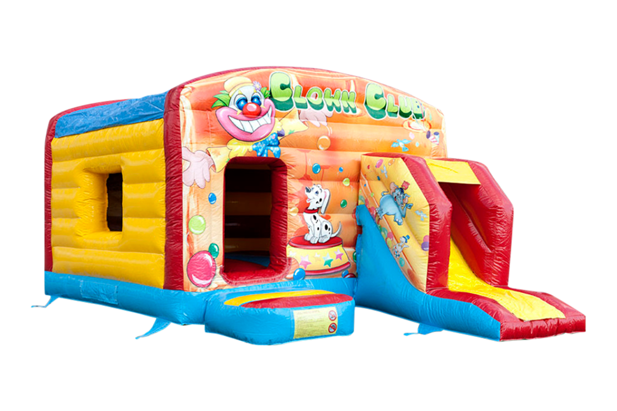 Klovn Multifun - Kombineret Hoppeborge & Slide - INFLATOM ApS